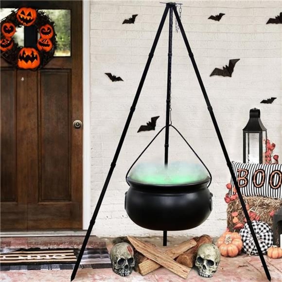 Clearance Halloween Decorations Outdoor Witches Cauldron  Halloween Decorations Outdoor - Large Witches Cauldron on Tripod with Lights